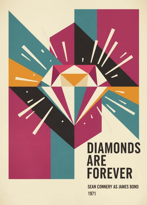 Diamonds Are Forever (1971) reimagined minimalist movie poster
