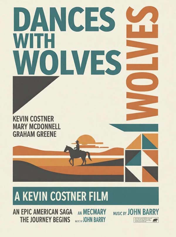 Dances with Wolves (1990) reimagined minimalist movie poster