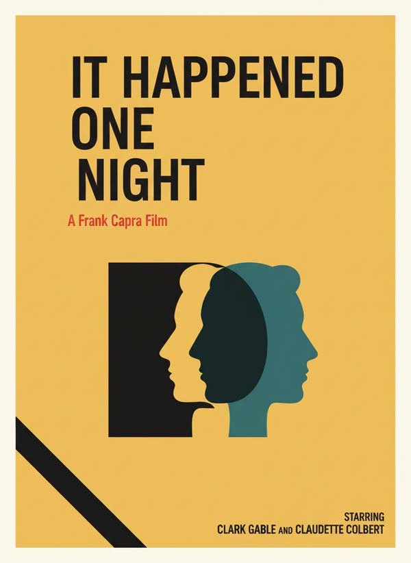 It Happened One Night (1934) reimagined minimalist movie poster