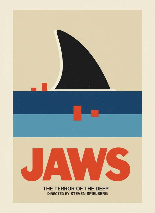 Jaws (1975) reimagined minimalist movie poster