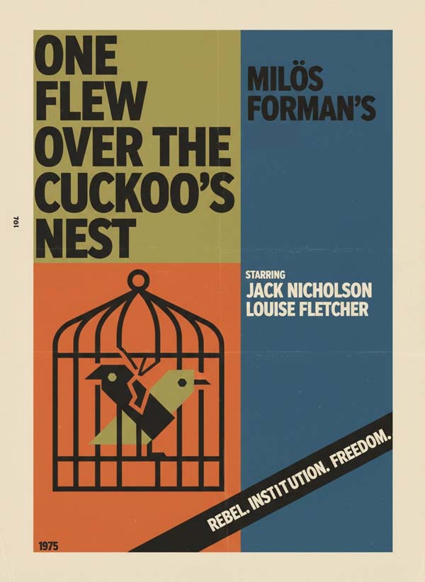 One Flew Over the Cuckoo’s Nest (1975) reimagined minimalist movie poster