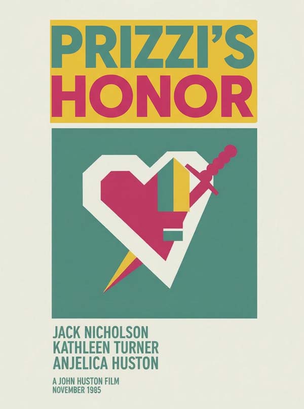 Prizzi’s Honor (1985) reimagined minimalist movie poster