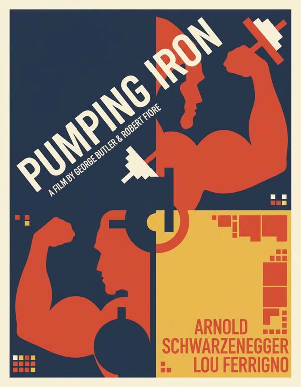 Pumping Iron (1977) reimagined minimalist movie poster