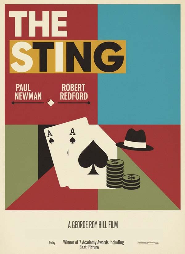 The Sting (1973) reimagined minimalist movie poster