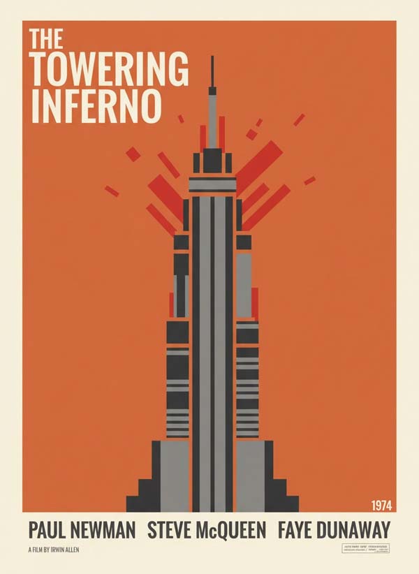 The Towering Inferno (1974) reimagined minimalist movie poster