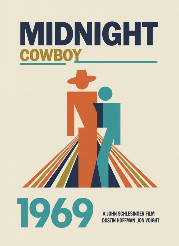 Midnight Cowboy (1969) reimagined minimalist movie poster
