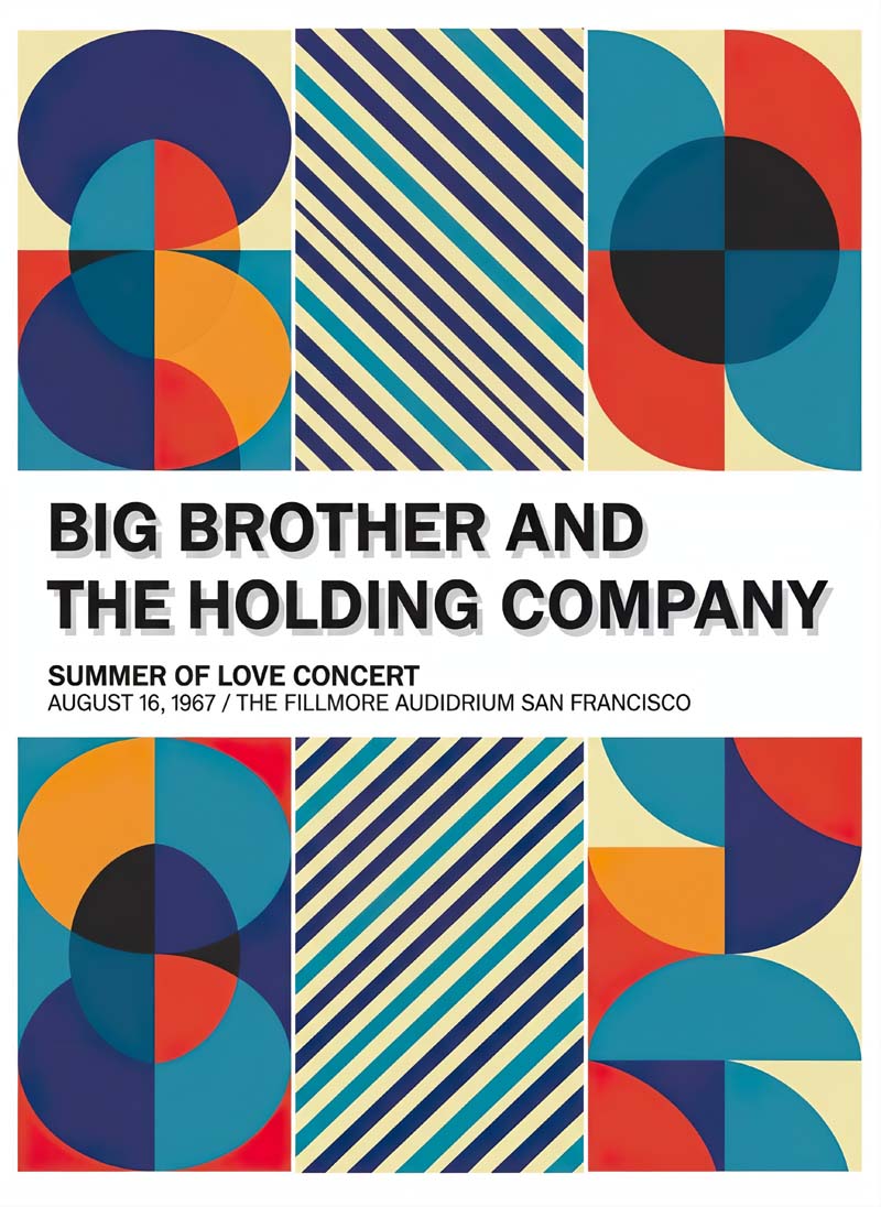 Big Brother and the Holding Company reimagined rock musician portrait