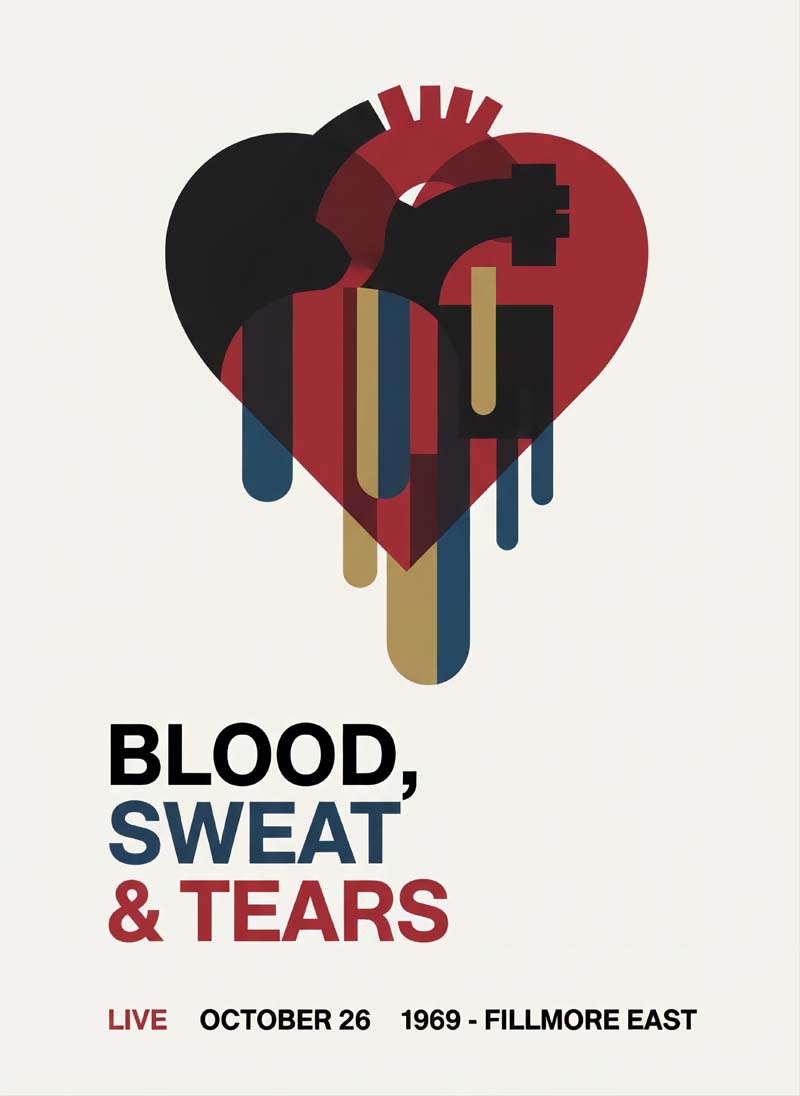 Blood, Sweat & Tears reimagined rock musician portrait